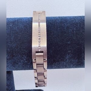 Men’s Titanium And Diamond Link Bracelet Channel Set Size 8.5 Brushed